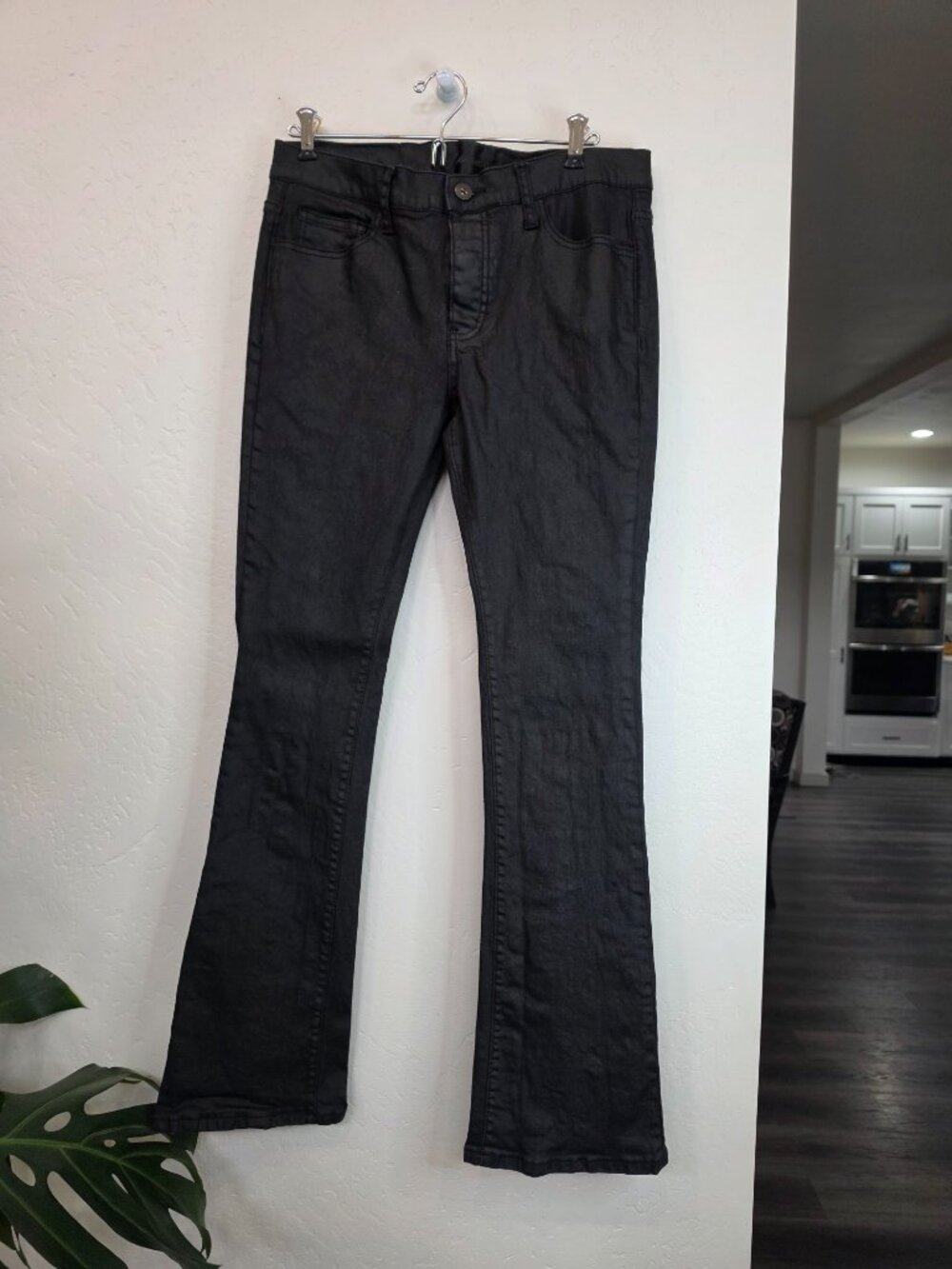 Valabasas Black Waxed Coated Stacked Flare Jeans Men'… - Gem
